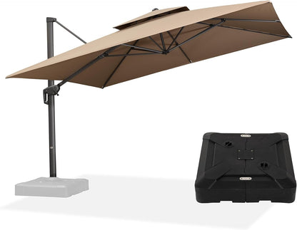 12ft Patio Umbrella with Base Large Outdoor Square Umbrella