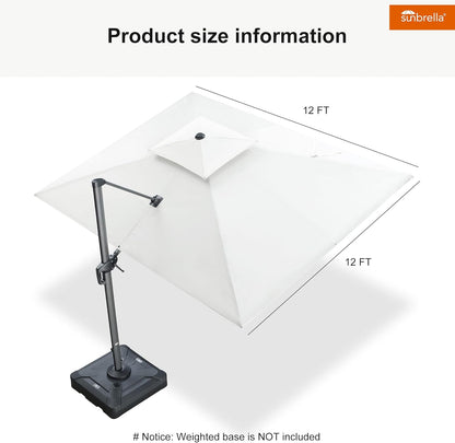 12ft Patio Umbrella with Base Large Outdoor Square Umbrella