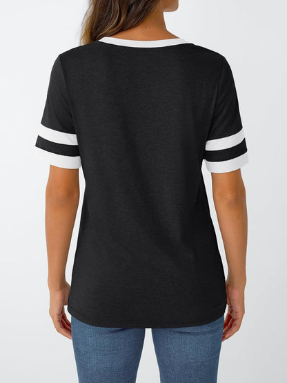 Women's Short Sleeve V Neck T Shirts Trendy Casual Spring Tops