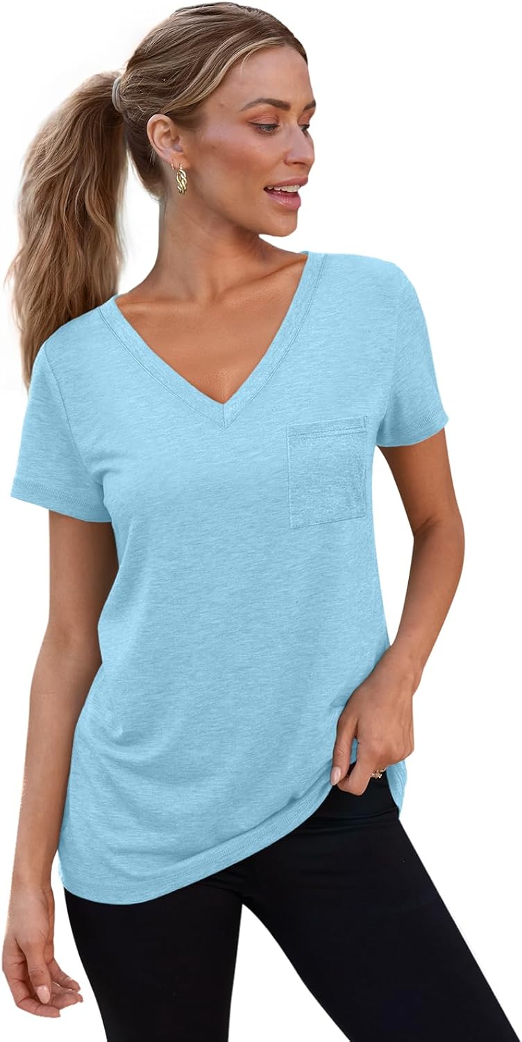 3 Pack Womens V Neck T Shirts Short Sleeve Tees