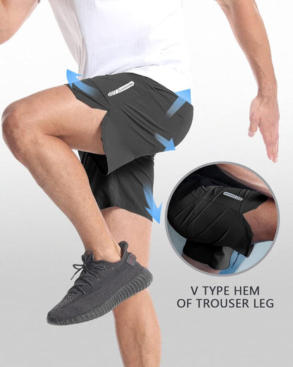 2 Pack Mens Workout Athletic Shorts 7 inch Inseam Quick Dry Hiking Shorts Men Lightweight Sports Gym Shorts Running
