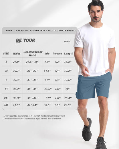 2 Pack Mens Workout Athletic Shorts 7 inch Inseam Quick Dry Hiking Shorts Men Lightweight Sports Gym Shorts Running