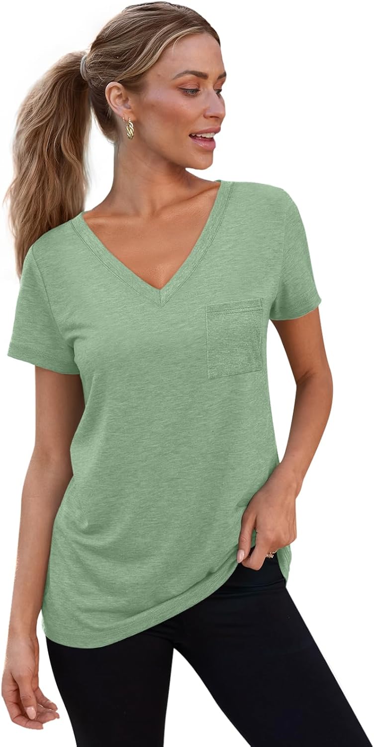 3 Pack Womens V Neck T Shirts Short Sleeve Tees