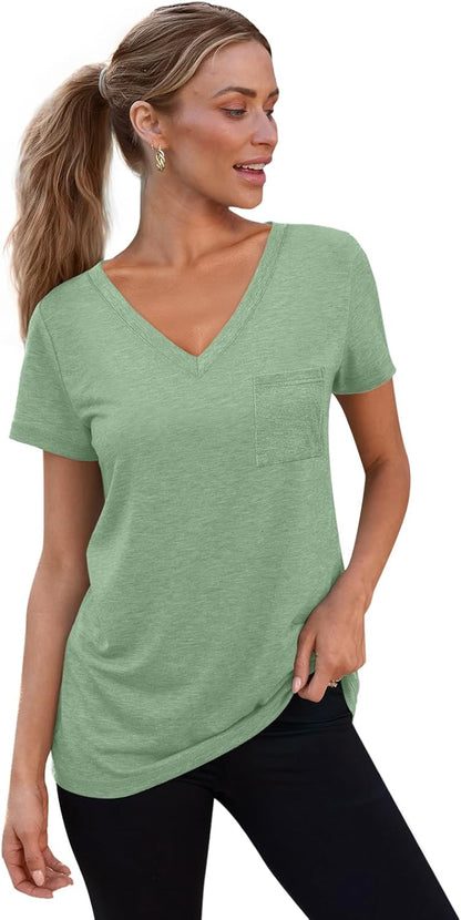 3 Pack Womens V Neck T Shirts Short Sleeve Tees