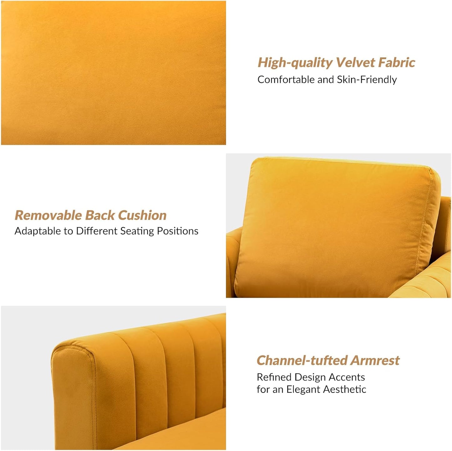 HULALA HOME Velvet Accent Club Chairs Set of 2
