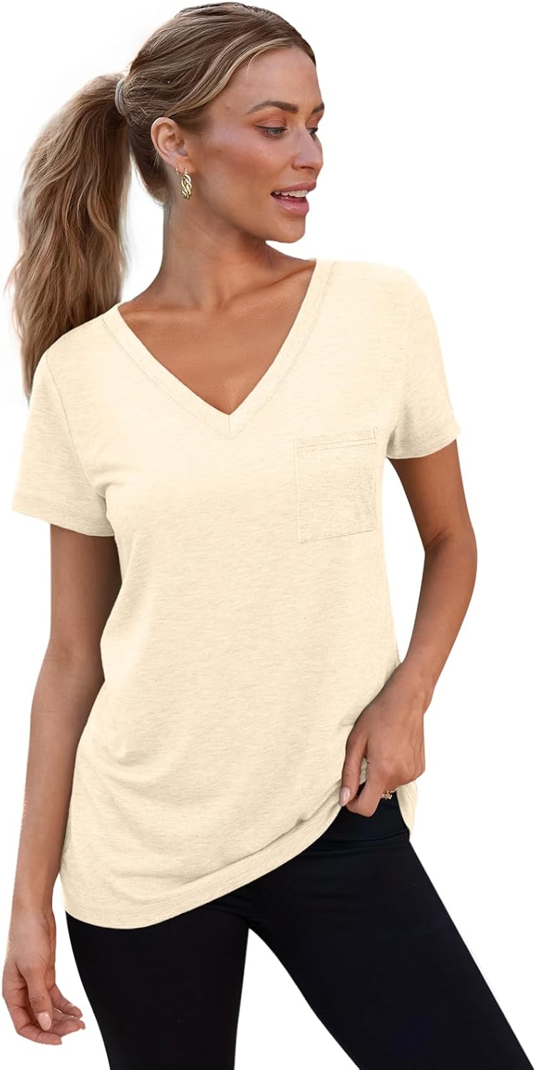 3 Pack Womens V Neck T Shirts Short Sleeve Tees