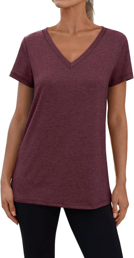 3 Pack V Neck T Shirts for Women Short Sleeve T-shirts