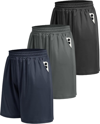 Workout Black Quick Dry Basketball Shorts with Pockets for Running Casual Activewear