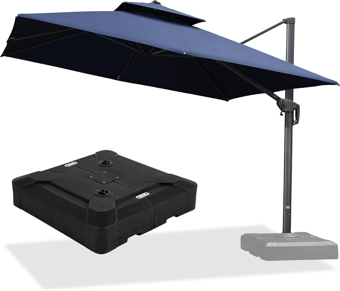 12ft Patio Umbrella with Base Large Outdoor Square Umbrella