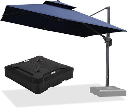 12ft Patio Umbrella with Base Large Outdoor Square Umbrella