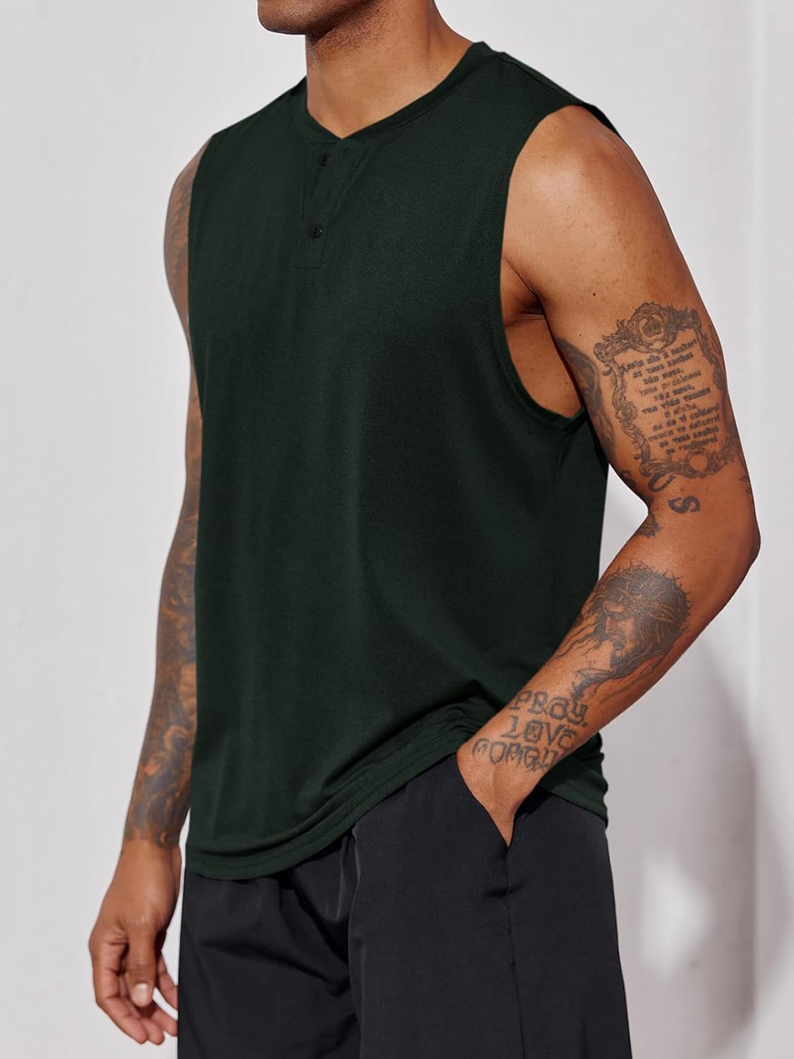 Men's Sleeveless Tank Tops Crewneck Solid Loose Fit Shirt