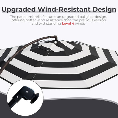 12FT Outdoor Offset Cantilever Umbrella with Base Champagne