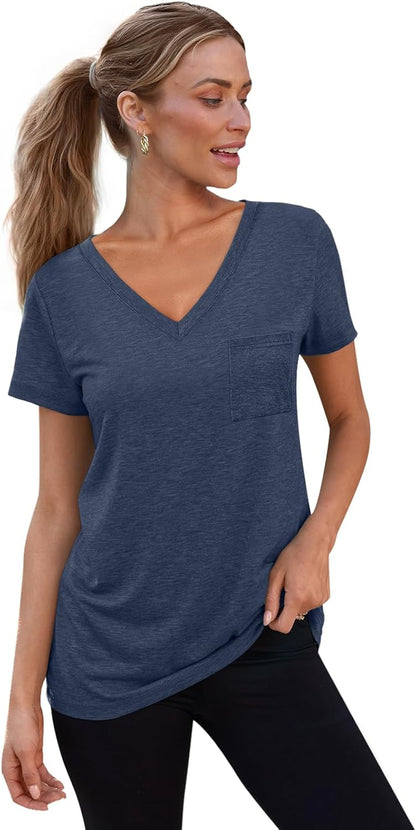3 Pack Womens V Neck T Shirts Short Sleeve Tees