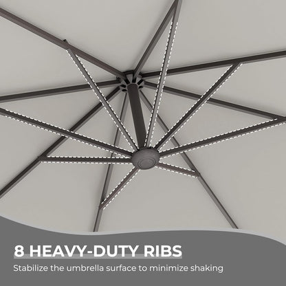 12FT Outdoor Offset Cantilever Umbrella with Base Champagne