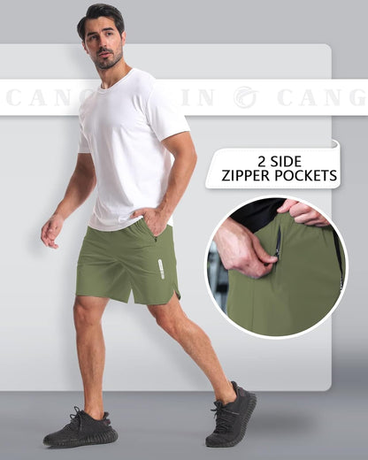 2 Pack Mens Workout Athletic Shorts 7 inch Inseam Quick Dry Hiking Shorts Men Lightweight Sports Gym Shorts Running