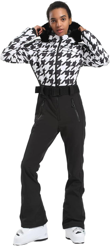Womens Ski Suit One Piece Snowsuit Snowboard Slim Insulated Jumpsuit