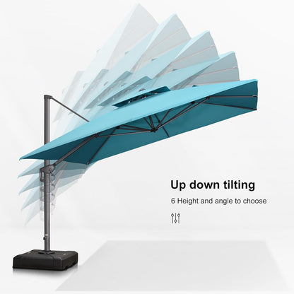 12ft Patio Umbrella with Base Large Outdoor Square Umbrella