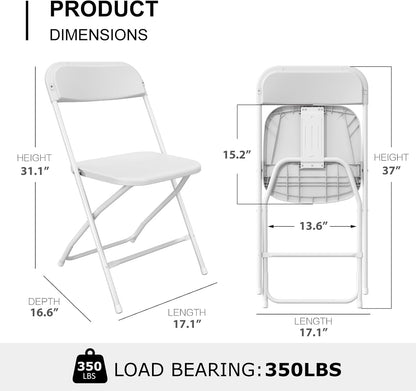 10 Pack White Folding Chairs Portable Party Chairs