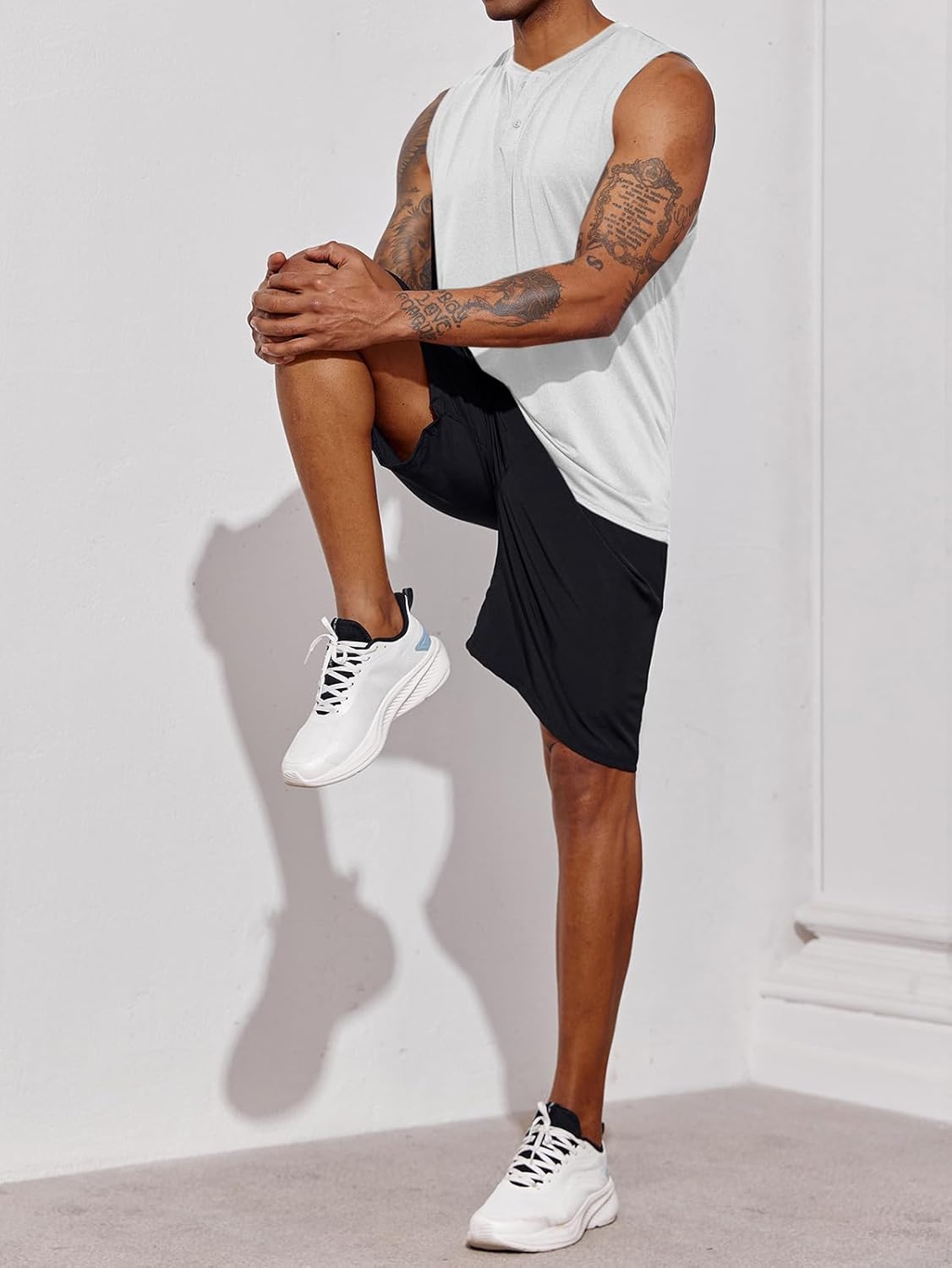 Men's Sleeveless Tank Tops Crewneck Solid Loose Fit Shirt