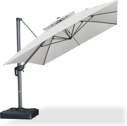 12ft Patio Umbrella with Base Large Outdoor Square Umbrella