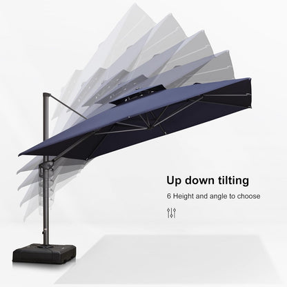 12ft Patio Umbrella with Base Large Outdoor Square Umbrella