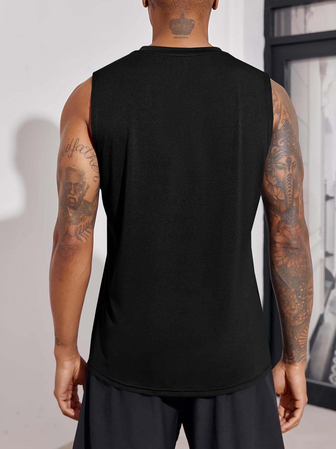 Men's Sleeveless Tank Tops Crewneck Solid Loose Fit Shirt