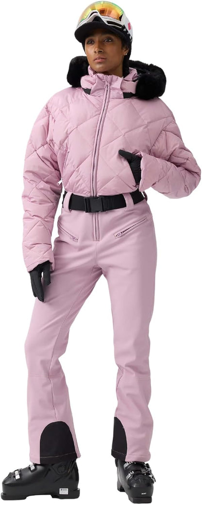 Womens Ski Suits Down One Piece Snowsuit Waterproof Snowboard Jumpsuits