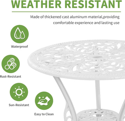 Patio Bistro Set 3 Piece Outdoor Cast Aluminum Outdoor Bistro Table