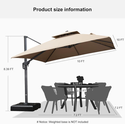 12ft Patio Umbrella with Base Large Outdoor Square Umbrella