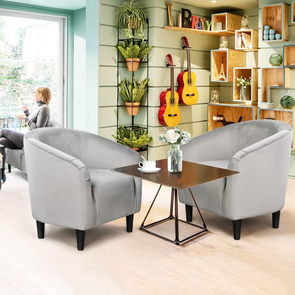 Yaheetech Accent Barrel Chair Boucle Fabric Club Chair