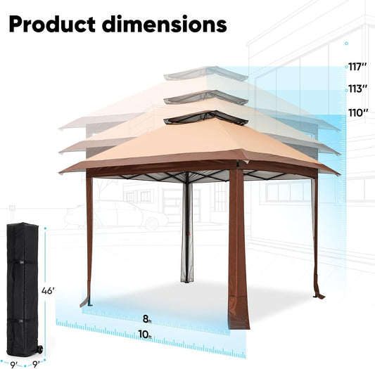 10x10FT Instant Canopy Tent – UV Protective Pop-Up Shelter for Backyard Patio or Camping