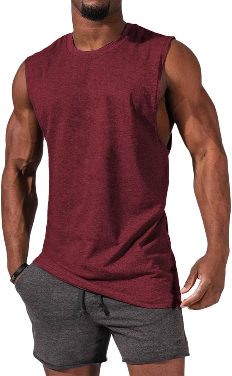 Men's Sleeveless Tank Tops Crewneck Solid Loose Fit Shirt