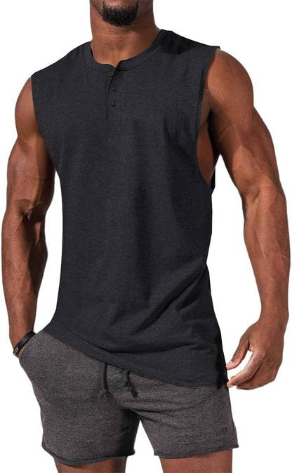 Men's Sleeveless Tank Tops Crewneck Solid Loose Fit Shirt