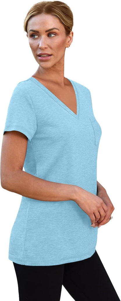 3 Pack Womens V Neck T Shirts Short Sleeve Tees