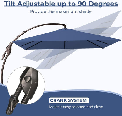 12FT Outdoor Offset Cantilever Umbrella with Base Champagne