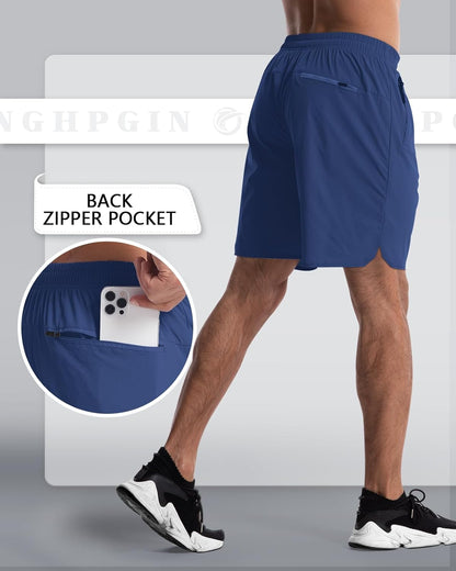 2 Pack Mens Workout Athletic Shorts 7 inch Inseam Quick Dry Hiking Shorts Men Lightweight Sports Gym Shorts Running