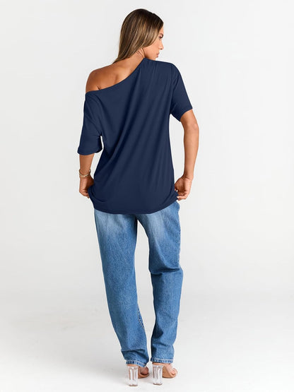 Womens Off The Shoulder Tops Oversized T-Shirts