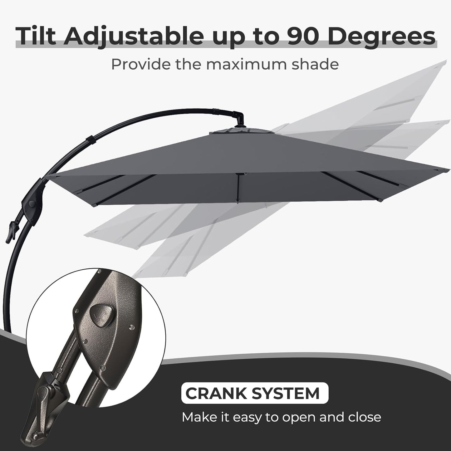 12FT Outdoor Offset Cantilever Umbrella with Base Champagne