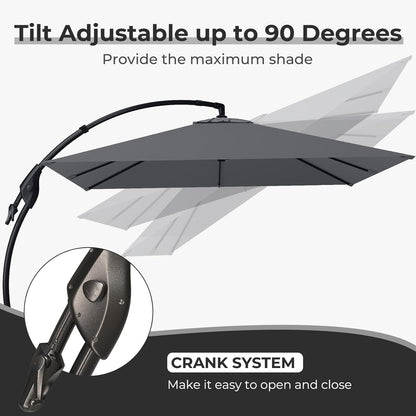 12FT Outdoor Offset Cantilever Umbrella with Base Champagne