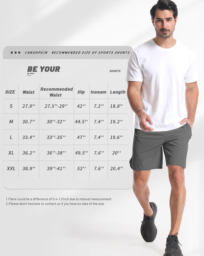 2 Pack Mens Workout Athletic Shorts 7 inch Inseam Quick Dry Hiking Shorts Men Lightweight Sports Gym Shorts Running