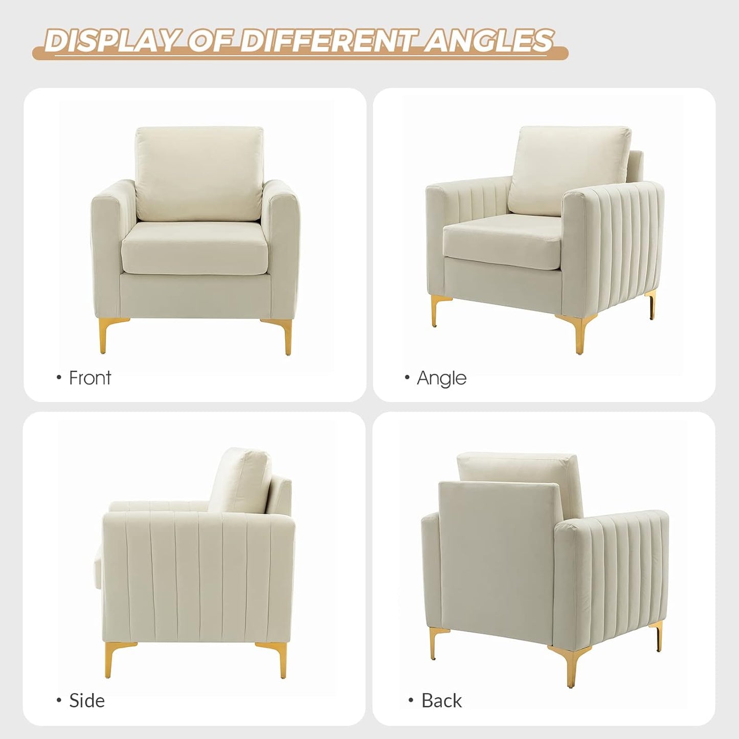 HULALA HOME Velvet Accent Club Chairs Set of 2