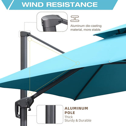 12ft Patio Umbrella with Base Large Outdoor Square Umbrella
