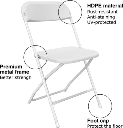 10 Pack White Folding Chairs Portable Party Chairs