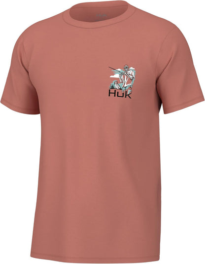 Men Fishing Graphic Tee Performance Short Sleeve Quick-Dry