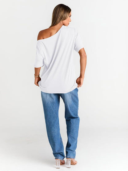 Womens Off The Shoulder Tops Oversized T-Shirts