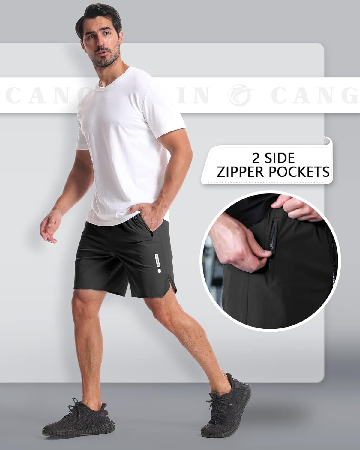 2 Pack Mens Workout Athletic Shorts 7 inch Inseam Quick Dry Hiking Shorts Men Lightweight Sports Gym Shorts Running