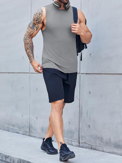 Men's Sleeveless Tank Tops Crewneck Solid Loose Fit Shirt