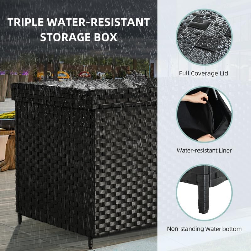 230 Gallon Deck Box XXL Wicker Outdoor Storage Box