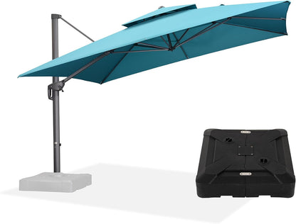 12ft Patio Umbrella with Base Large Outdoor Square Umbrella