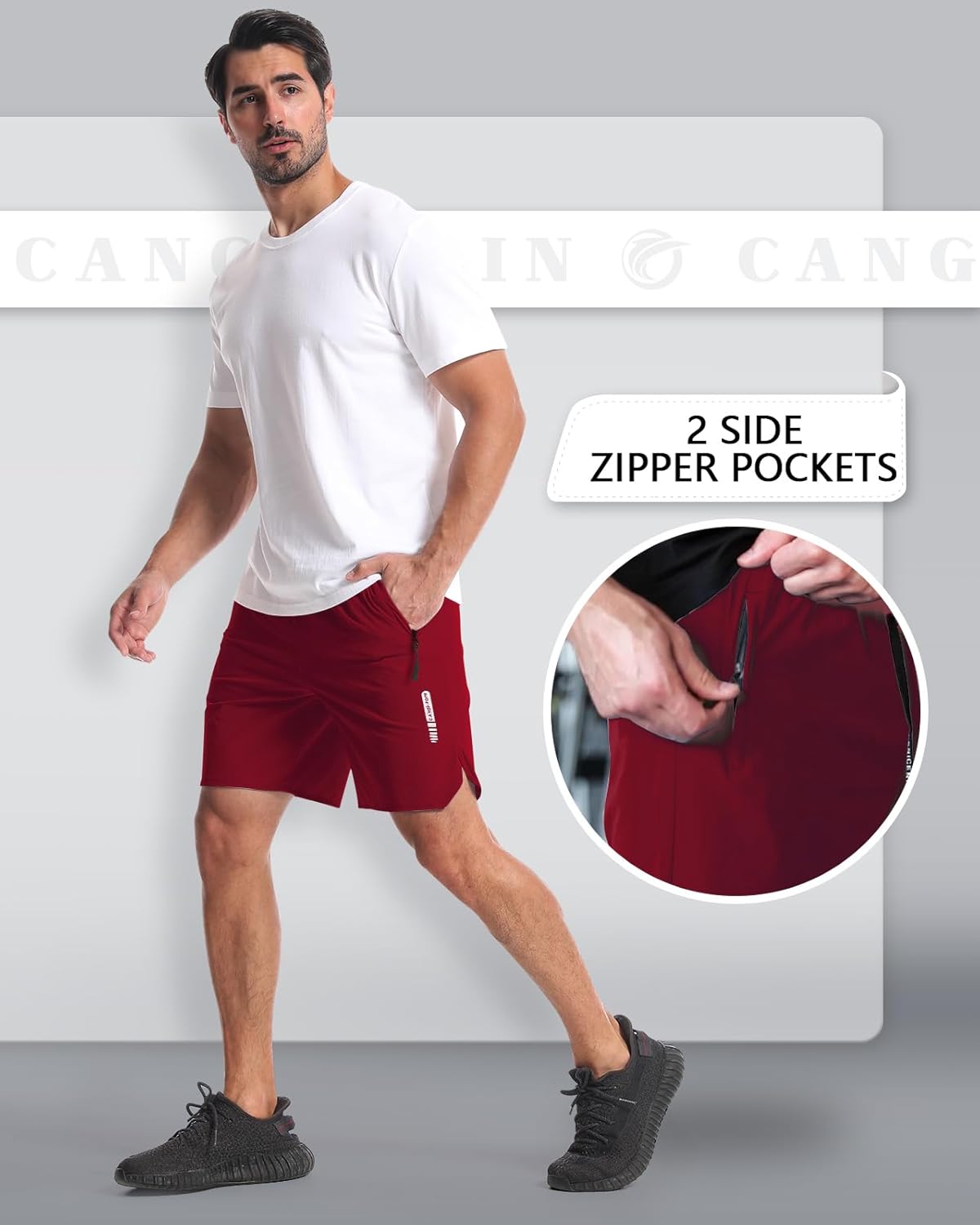 2 Pack Mens Workout Athletic Shorts 7 inch Inseam Quick Dry Hiking Shorts Men Lightweight Sports Gym Shorts Running